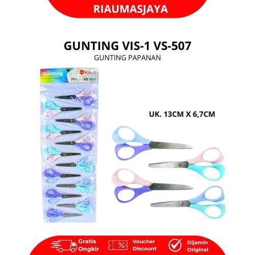 Pekanbaru Vis-1 Gunting Lucu Vs-507 Stainless Steel Tajam & Kokoh Ukuran Sedang 13Cm X 6.7Cm Ideal Untuk Kertas Kain Kardus Dan Plastik Desain Nyaman