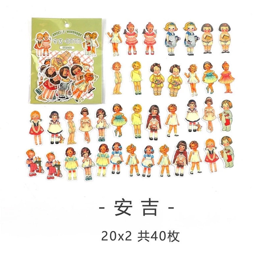 Pekanbaru 40 Pcs Sticker Wardrobe Character Stylist OOTD Stiker Scrapbook Jurnal Bujo DIY Bahan Kertas