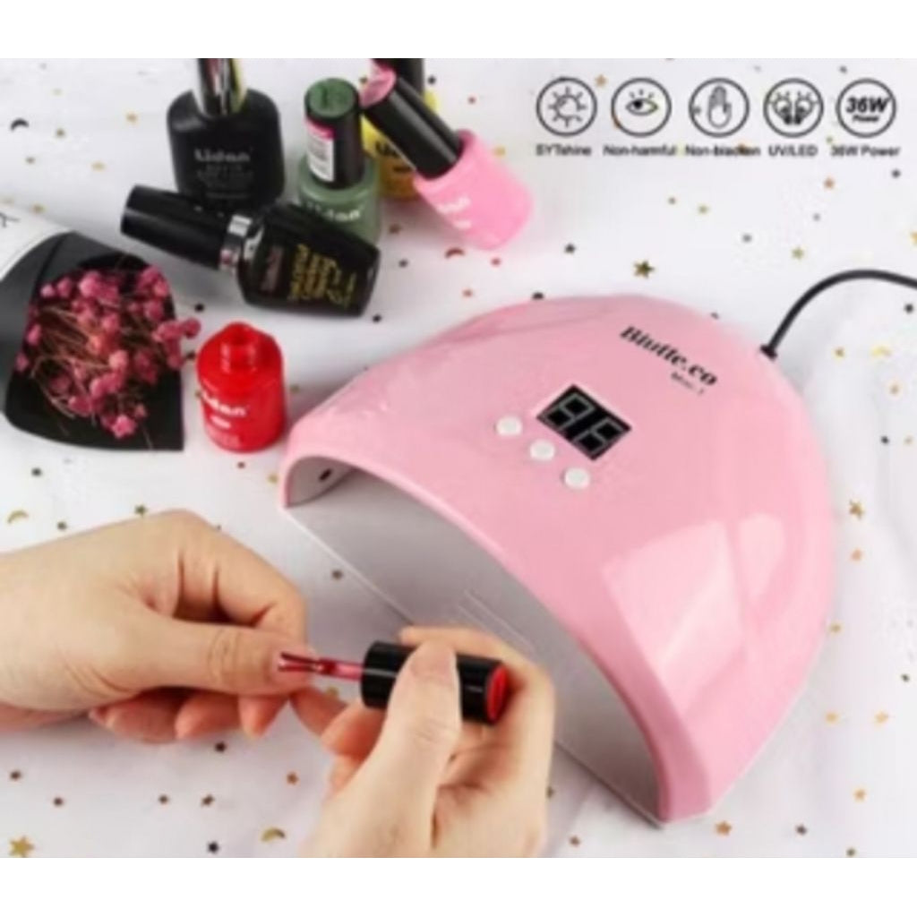 Pekanbaru Alat Pengering Kutek Kuku Gel Nail Art Lamp Uv Led Nail Dryer 36W Pink Putih
