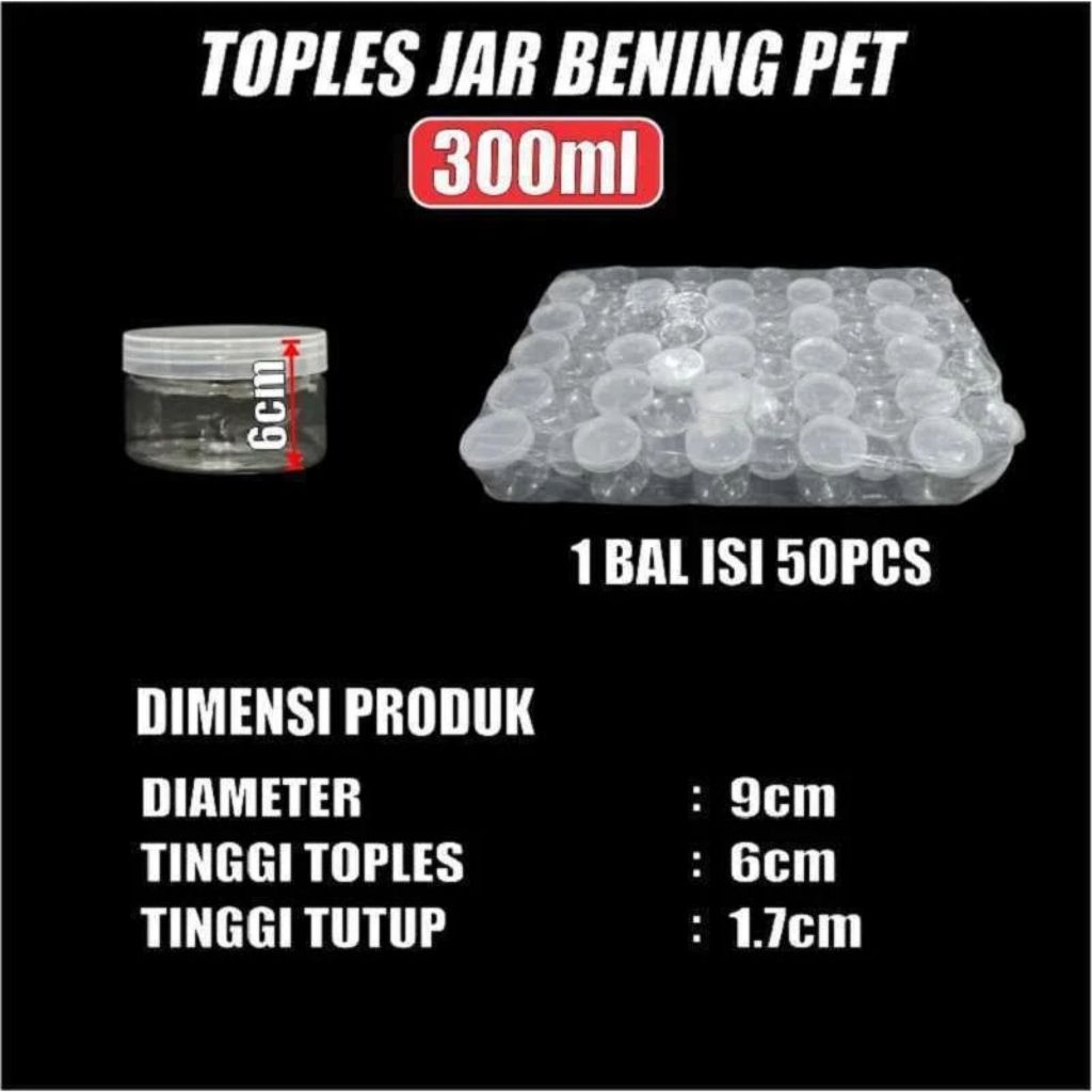 Pekanbaru 1 Pcs Toples Jar Bening PET  Foodgrade + Tutup Cocok untuk Kue Kering, Hampers,dan Souvenir