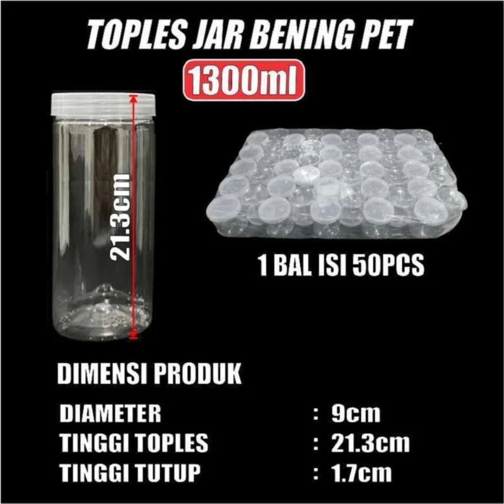 Pekanbaru 1 Pcs Toples Jar Bening PET  Foodgrade + Tutup Cocok untuk Kue Kering, Hampers,dan Souvenir