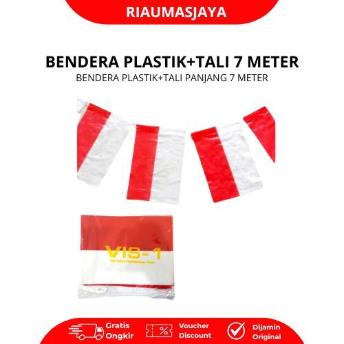 Pekanbaru Bendera Plastik + Tali Vis 1 7 Meter / Bendera Merah Putih Plastik