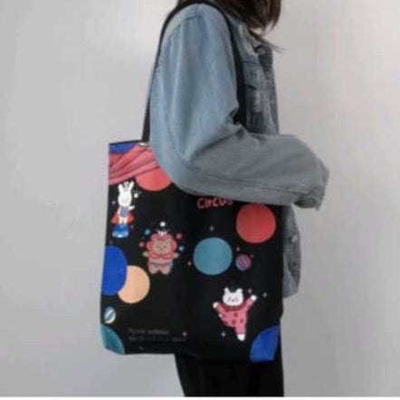 Pekanbaru Tote Bag Wanita Simple Tote bag Printing Motif Aesthethic Tote Bag Canvas Resleting Full Colour Tas Sekolah Kuliah
