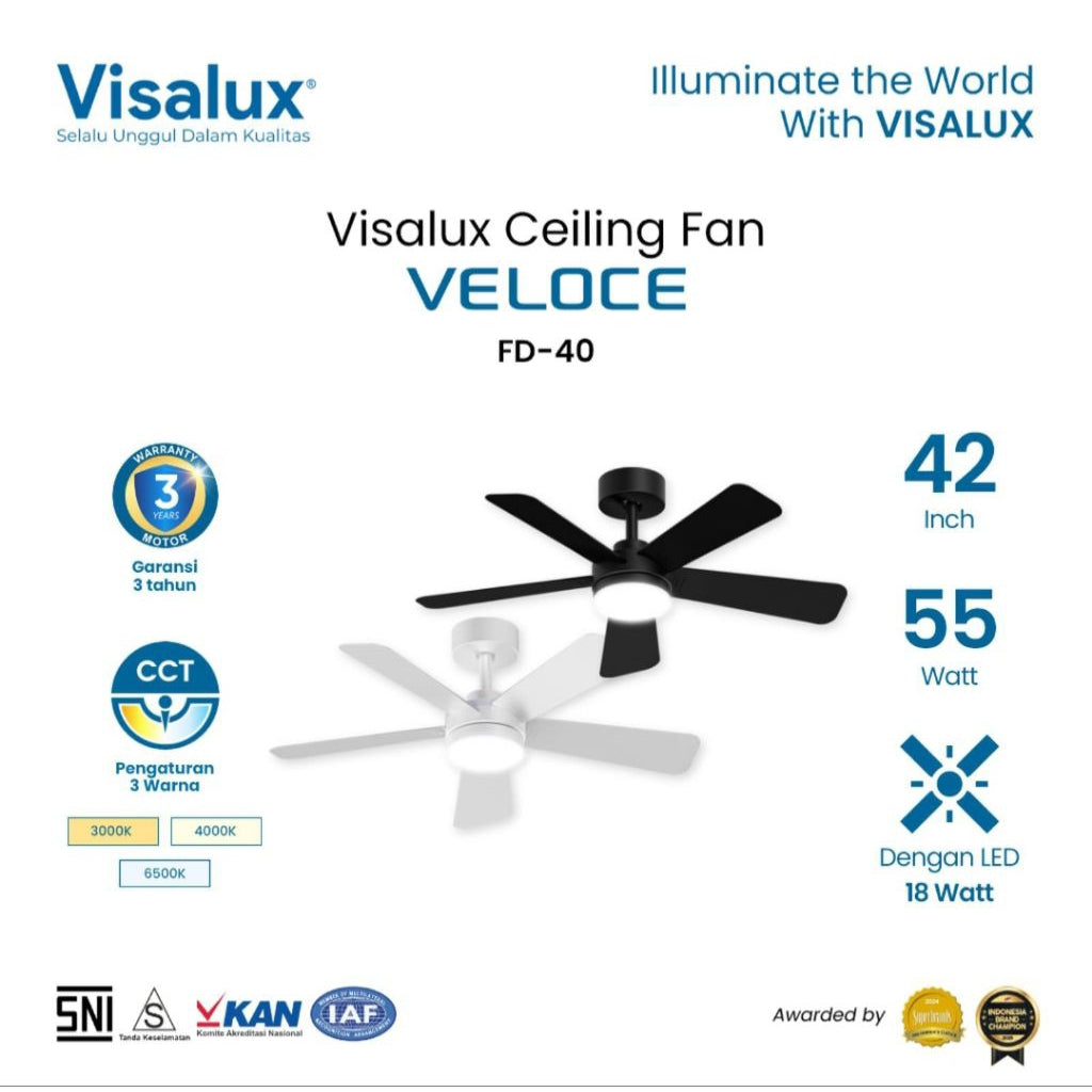 Pekanbaru Ceiling Fan Visalux Veloce / Visalux Ceiling Fan Veloce Plus Lampu Led 18W