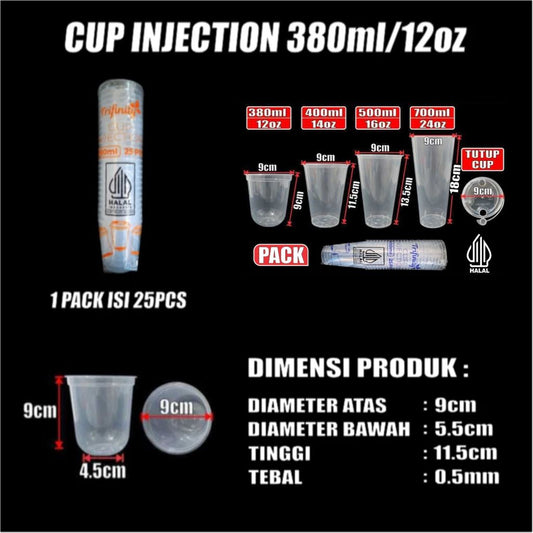 Pekanbaru Cup Injection 12Oz 14Oz 16Oz 22Oz Bening Anti Tumpah Bahan PP Halal Untuk Minuman Panas dan Dingin
