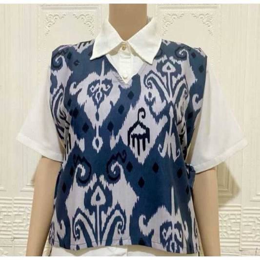 Pekanbaru Rompi Wanita Modern Tali Samping Vest Batik Leher V