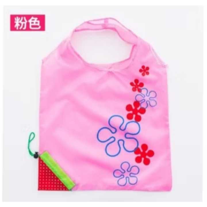 Pekanbaru Tas lipat shopping bag motif Strawberry untuk belanja