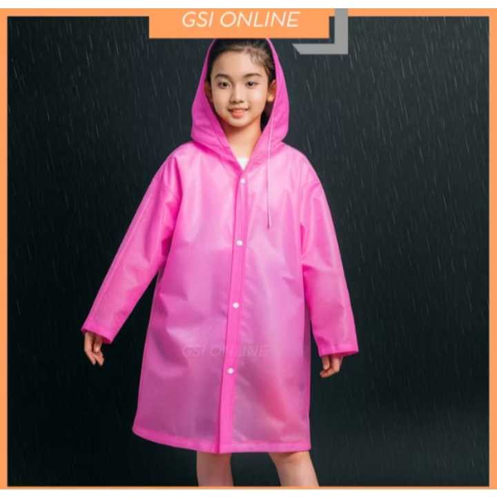 Pekanbaru Jas Hujan Anak EVA Polos Hoodie Murah Mantel Lengan Anak Polos Jas Hujan Anak Warna EVA Children Raincoat