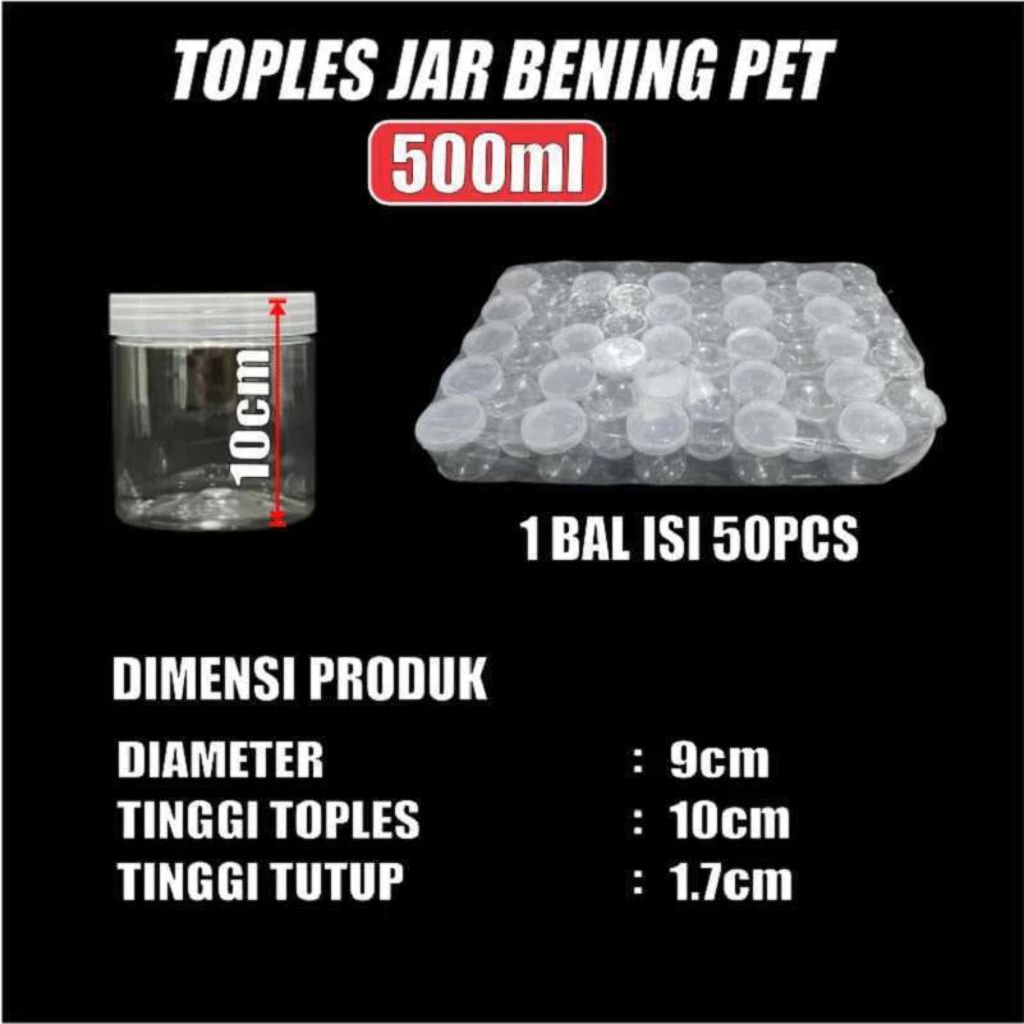 Pekanbaru 1 Pcs Toples Jar Bening PET  Foodgrade + Tutup Cocok untuk Kue Kering, Hampers,dan Souvenir