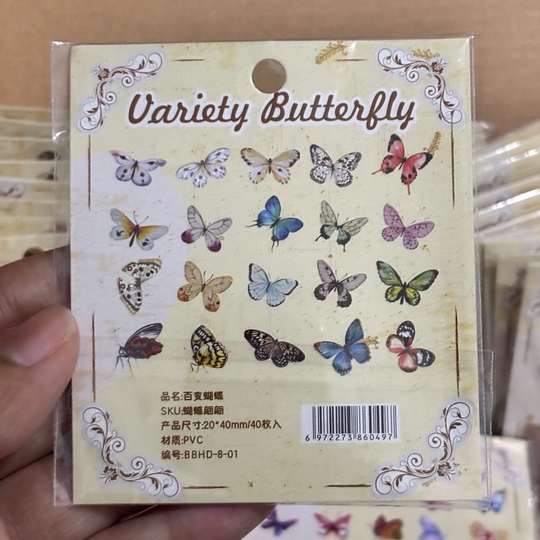 Pekanbaru 40 Pcs Stiker Kupu-Kupu Tahan Air Bahan PVC Sticker DIY Jurnal Scrapbook