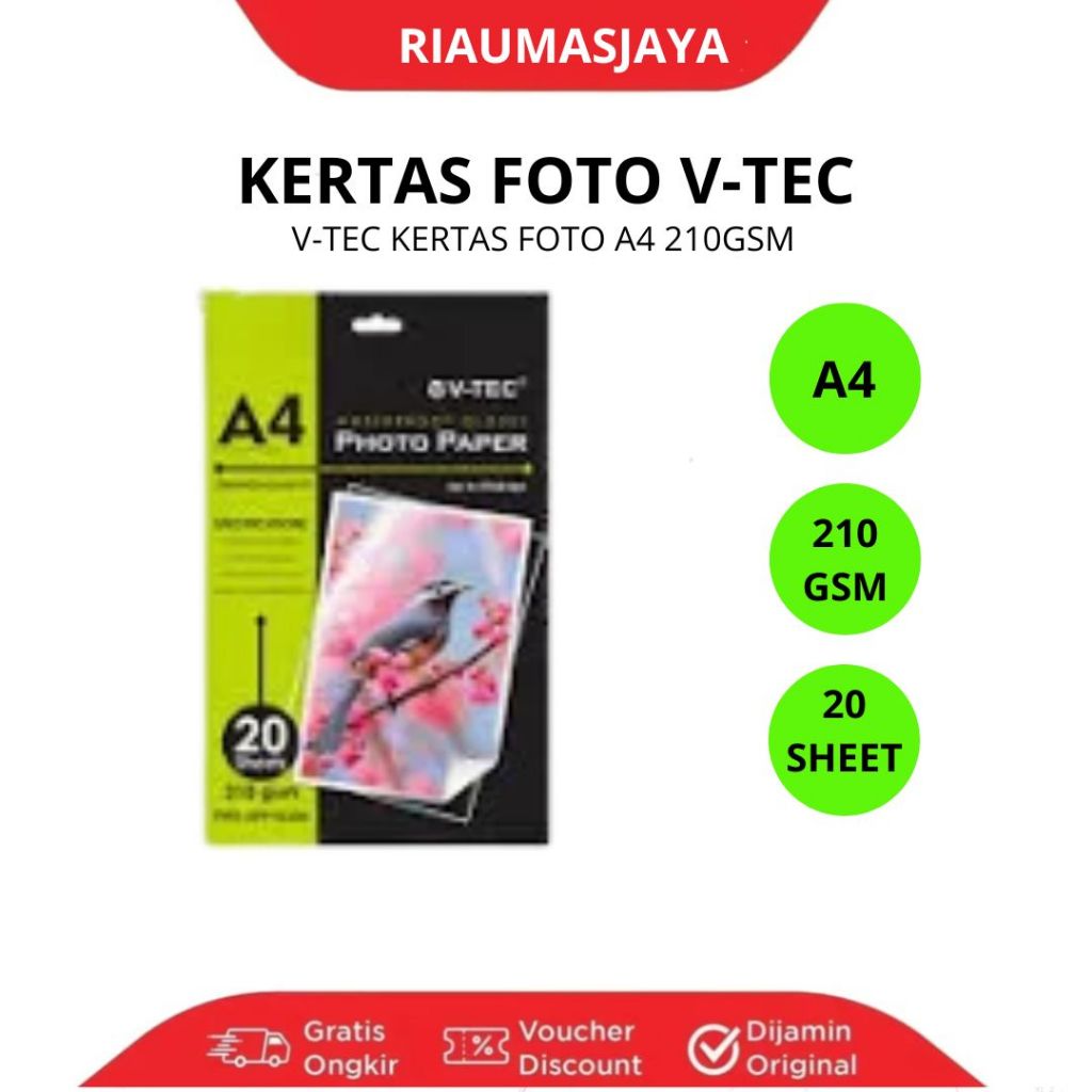 Pekanbaru V-Tec Kertas Foto 210/230 Gsm Per Pak