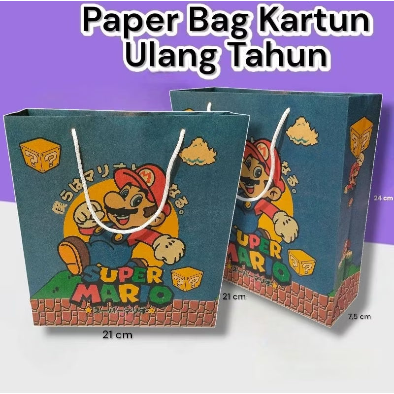 Pekanbaru Paper Bag Kado Karakter Kartun Lusinan Eceran Ukuran 21×7×24 cm Cantik Paperbag Karakter Kartun