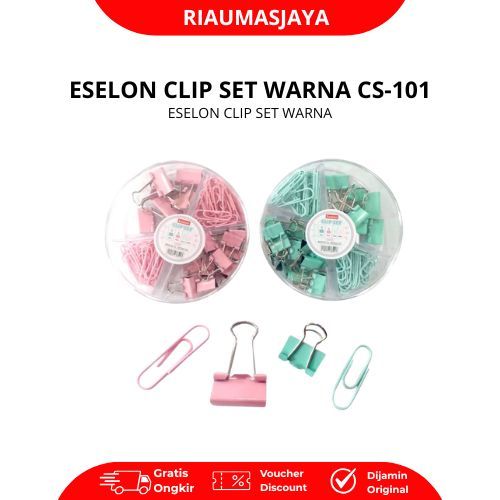 Pekanbaru Binder Clip Set  / Clip Set Eselon Warna Cs 101/Clip Kemasan Mika Bulan 4 Sekat