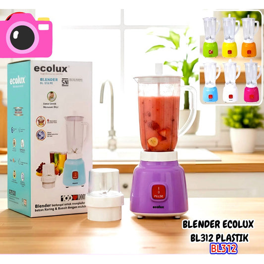 Pekanbaru Blender ECOLUX gelas plastik. BL-T11PC. Pelumat basah & kering