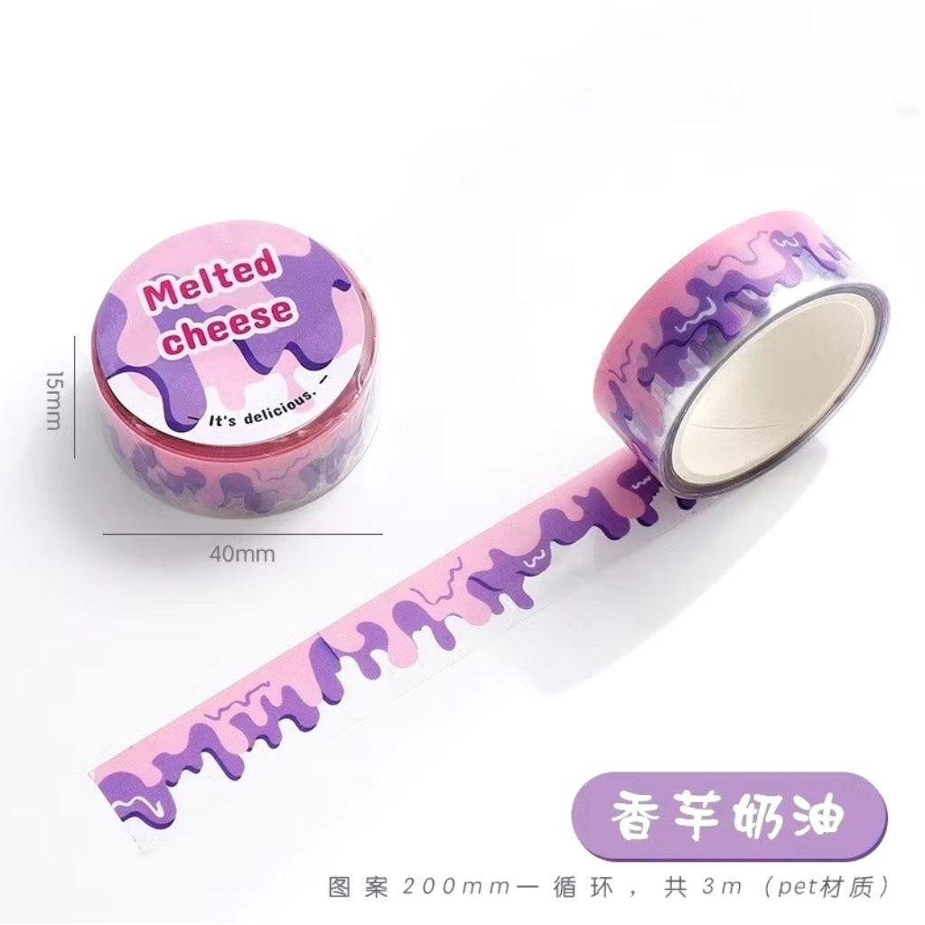 Pekanbaru WASHI TAPE PET MASKING TAPE MOTIF MELTED CHEESE LELEHAN KEJU PER 1 PCS
