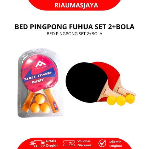 Pekanbaru Fuhua Bed Pingpong Fuhua Set 2+Bola Set Tenis Meja Lengkap Kayu Berkualitas Dengan Karet Standar Tas Praktis Untuk Pemula