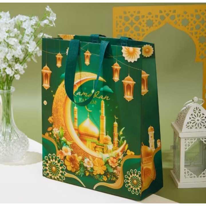 Pekanbaru Goodie Bag Lebaran/ Goodie Bag Laminasi Lebaran/ Idul Fitri Standing Box Handle/ New Design Tas Idul Fitri / Tas Souvenir Lebaran