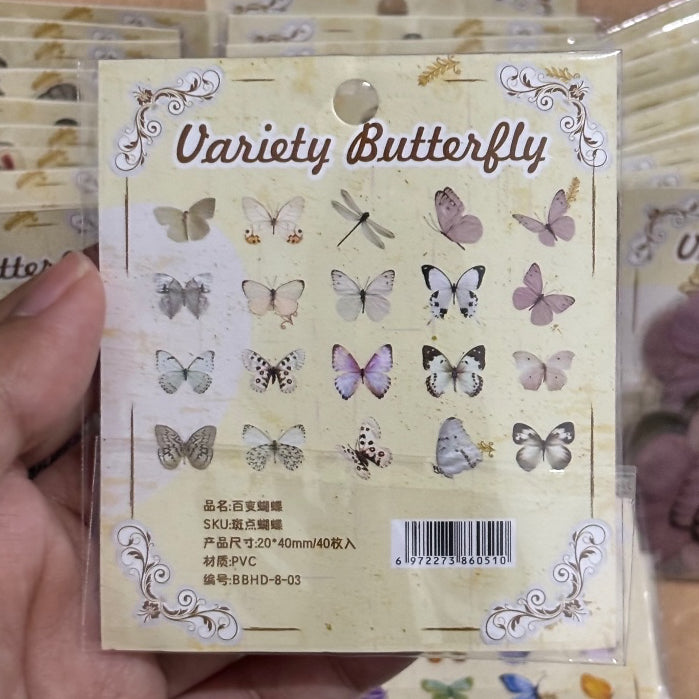 Pekanbaru 40 Pcs Stiker Kupu-Kupu Tahan Air Bahan PVC Sticker DIY Jurnal Scrapbook