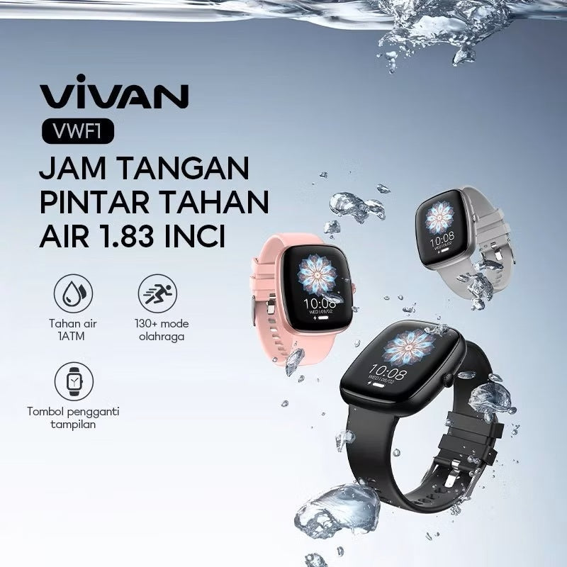 Pekanbaru Vivan Vwf1 Smartwatch 1.83" 130+ Sports Mode Waterproof Garansi 12 Bulan