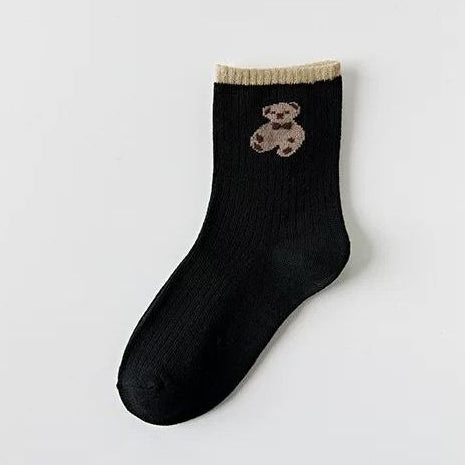 Pekanbaru Kaos Kaki Teddy Bear Panjang Coklat Hitam Panjang Women Socks Import Kaos Kaki Beruang Berkualitas Korean Style