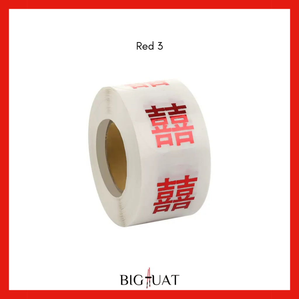 Pekanbaru Sticker Roll Shuang Xi Wedding 500pcs Mini Kondangan Chinese Party Tempelan Buah Snack Teapai Sangjit
