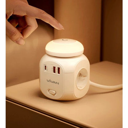 Pekanbaru Vivan Safety Socket Vps-H008A Multifuctional Rubik'S Cube Socket 7  In 1 / Lubang Stop Kontak / Colokan Listrik