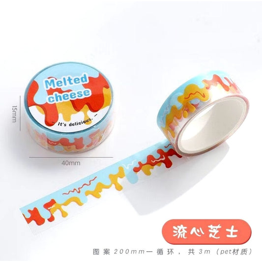Pekanbaru WASHI TAPE PET MASKING TAPE MOTIF MELTED CHEESE LELEHAN KEJU PER 1 PCS