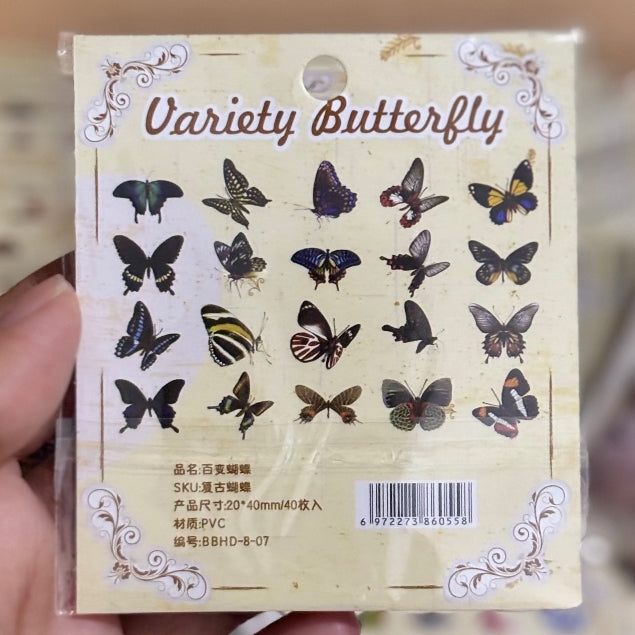 Pekanbaru 40 Pcs Stiker Kupu-Kupu Tahan Air Bahan PVC Sticker DIY Jurnal Scrapbook