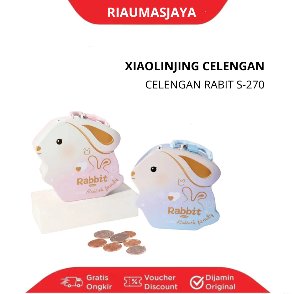 Pekanbaru {}Celengan Xiao.Lg Kaleng Lucu Motif Kelinci Dengan Gembok S-270