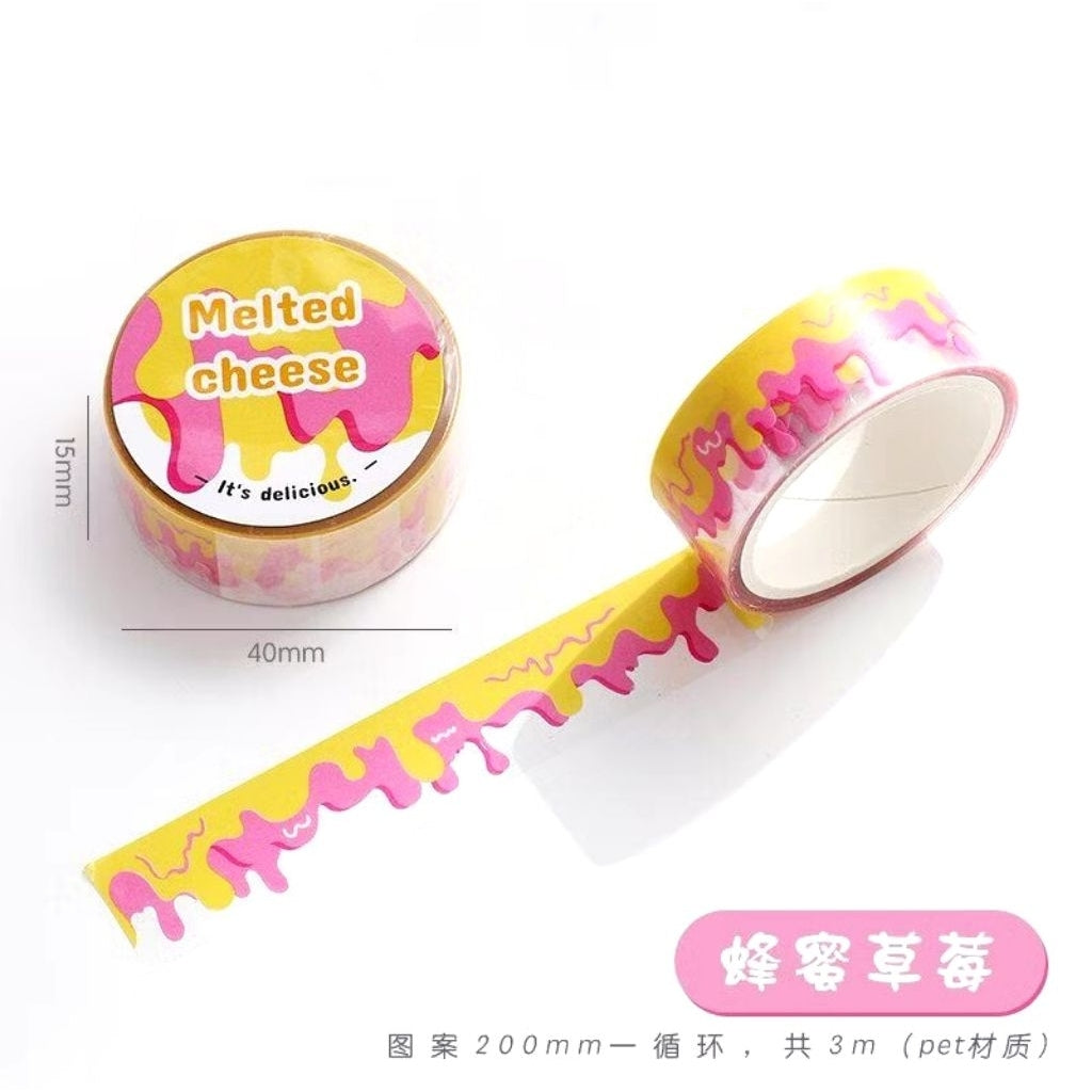 Pekanbaru WASHI TAPE PET MASKING TAPE MOTIF MELTED CHEESE LELEHAN KEJU PER 1 PCS