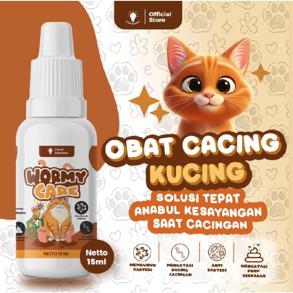 Pekanbaru WORMY CARE Obat Cacing Kucing, Cacingan, Poop Lembek, Poop Berdarah, Perut Besar pada Kucing