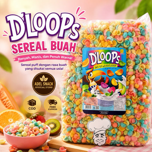 Pekanbaru DLOOPS SEREAL BUAH DAN COKLAT FRUIT CRUNCH CEMILAN SEREAL RASA BUAH DLOOPS BERAT 1KG
