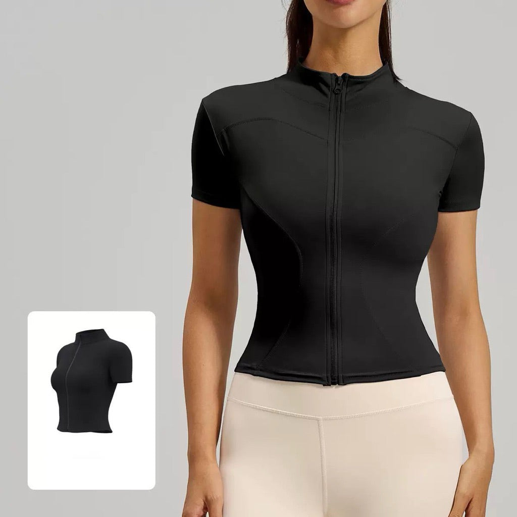 Pekanbaru Lusi Top Sport Wanita Slim Fit Zipper Gym Yoga Compression Baju Olahraga Cewek Premium