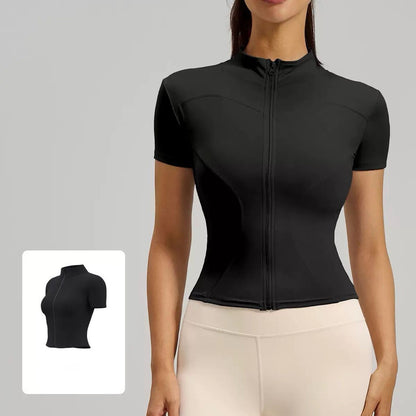 Pekanbaru Lusi Top Sport Wanita Slim Fit Zipper Gym Yoga Compression Baju Olahraga Cewek Premium