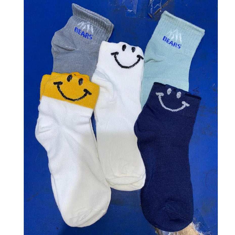 Pekanbaru Kaos Kaki Smile Hitam Putih Kuning Senyum Import Sock Smiley Simple Polos Tebal High Quality Korean Style
