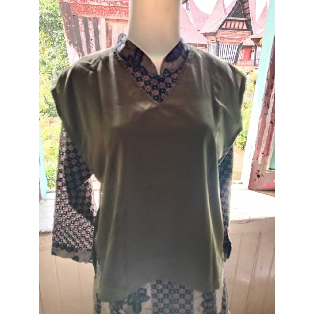 Pekanbaru Rompi Wanita Modern Tali Samping Vest Batik Leher V
