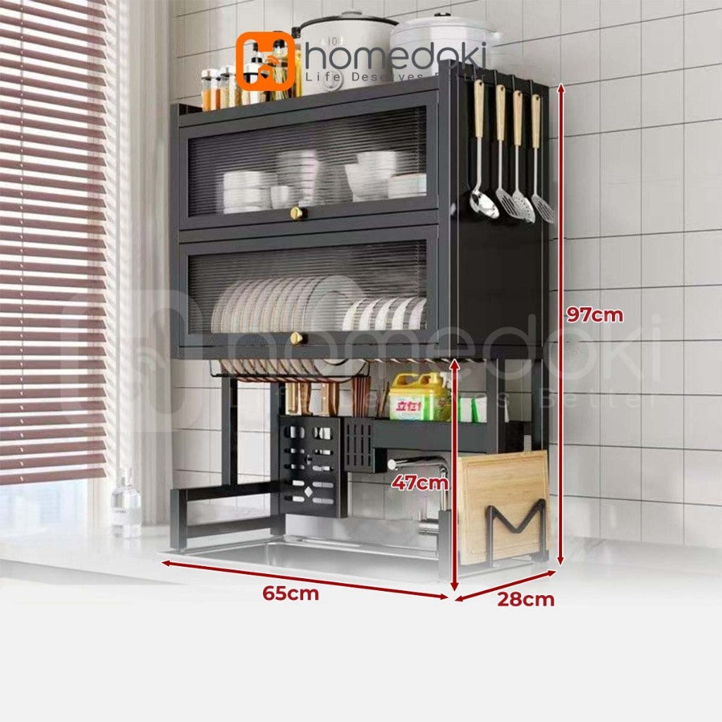 Pekanbaru Homedoki Rak Piring Wastafel / Rak Wastafel Dapur / Rak Di Atas Wastafel / Rak Piring Besi Dapur / Rak Penyimpanan Piring