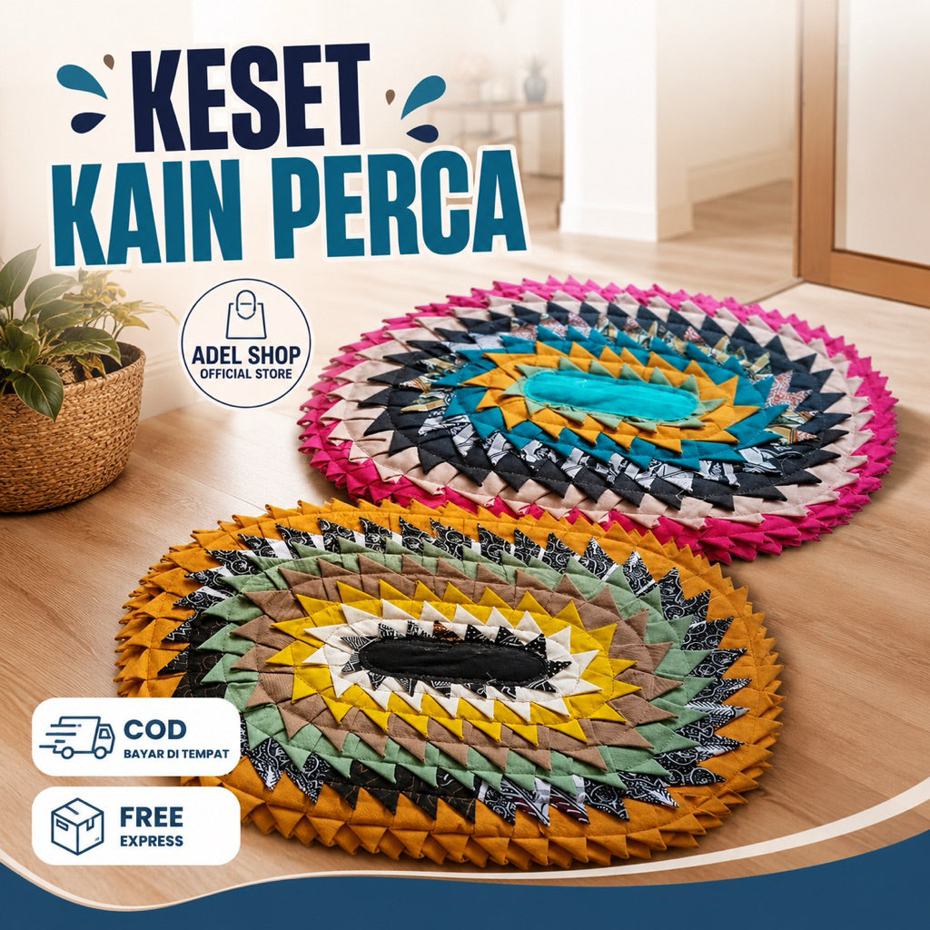 Pekanbaru (keset perca) Keset kaki kain perca Anyam 35x50 cm anti slip Keset Kain