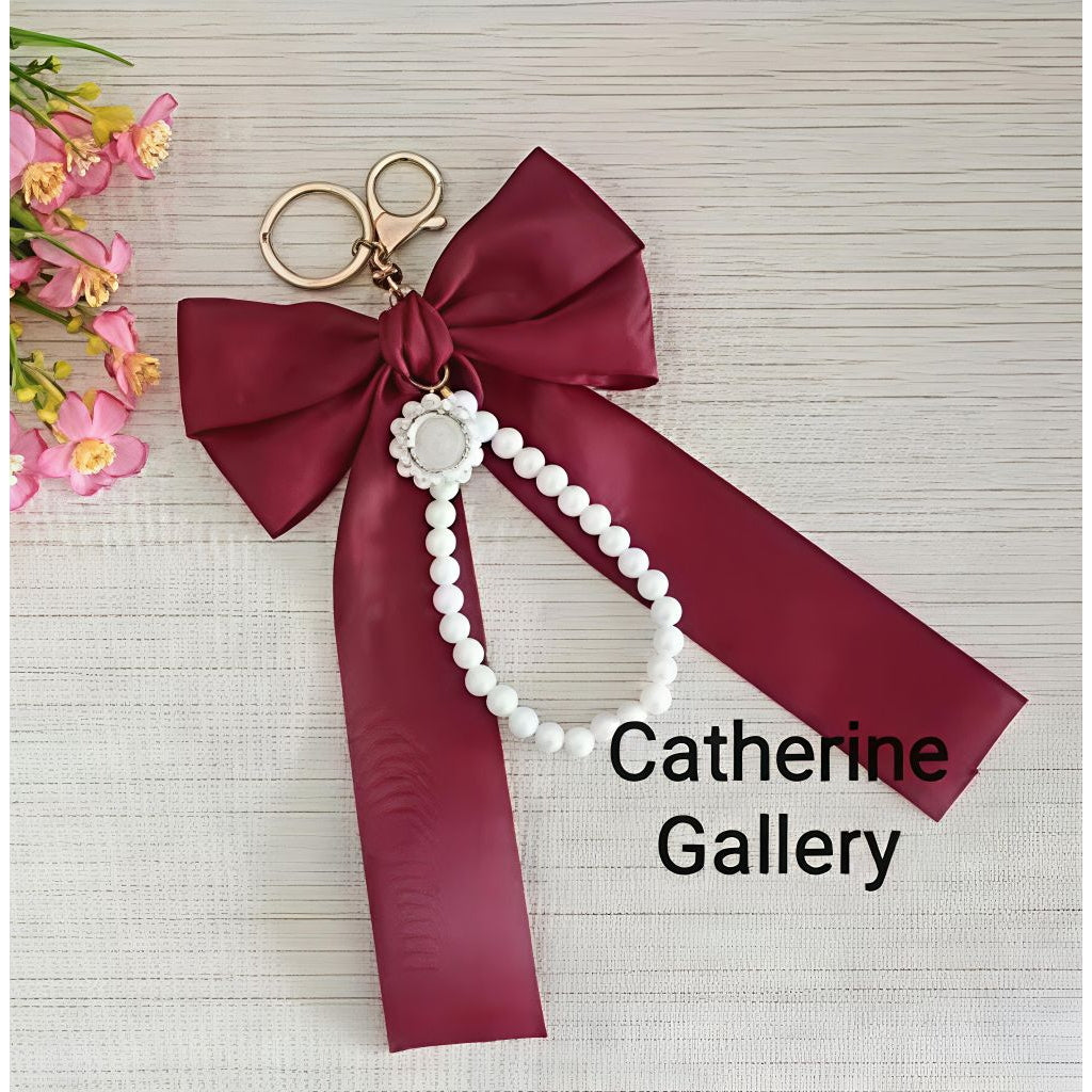 Pekanbaru Hanya 3 Hari Diskon Khusus : Gantungan Tas wanita  Pita Mutiara Clarice Cantik/keychain