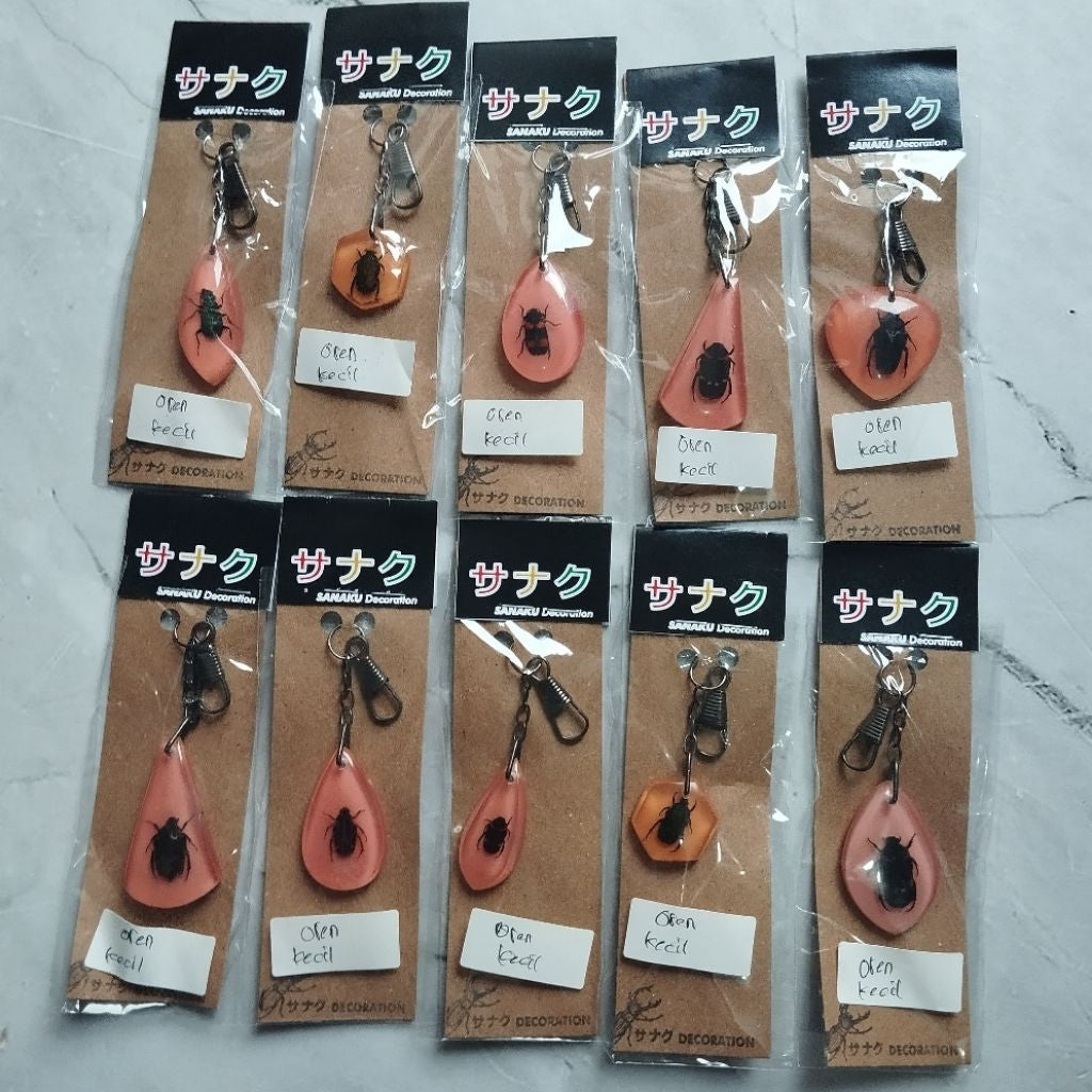 Pekanbaru Gantungan Kunci Serangga Indonesia Resin Homemade / Souvenir Gantungan Kunci Rumah/Kantor (kemas plastik )
