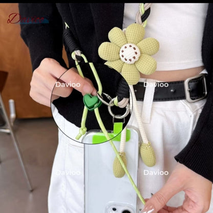 Pekanbaru Gantungan Hp Aesthetic Korean Style Tali Silang Imut Model Bunga Bisa Diatur Panjang