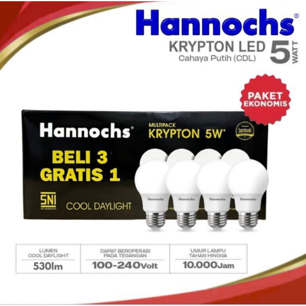 Pekanbaru Lampu Led Hannochs Krypton Multipack 3 Bonus 1 3W 5W 7W 9W