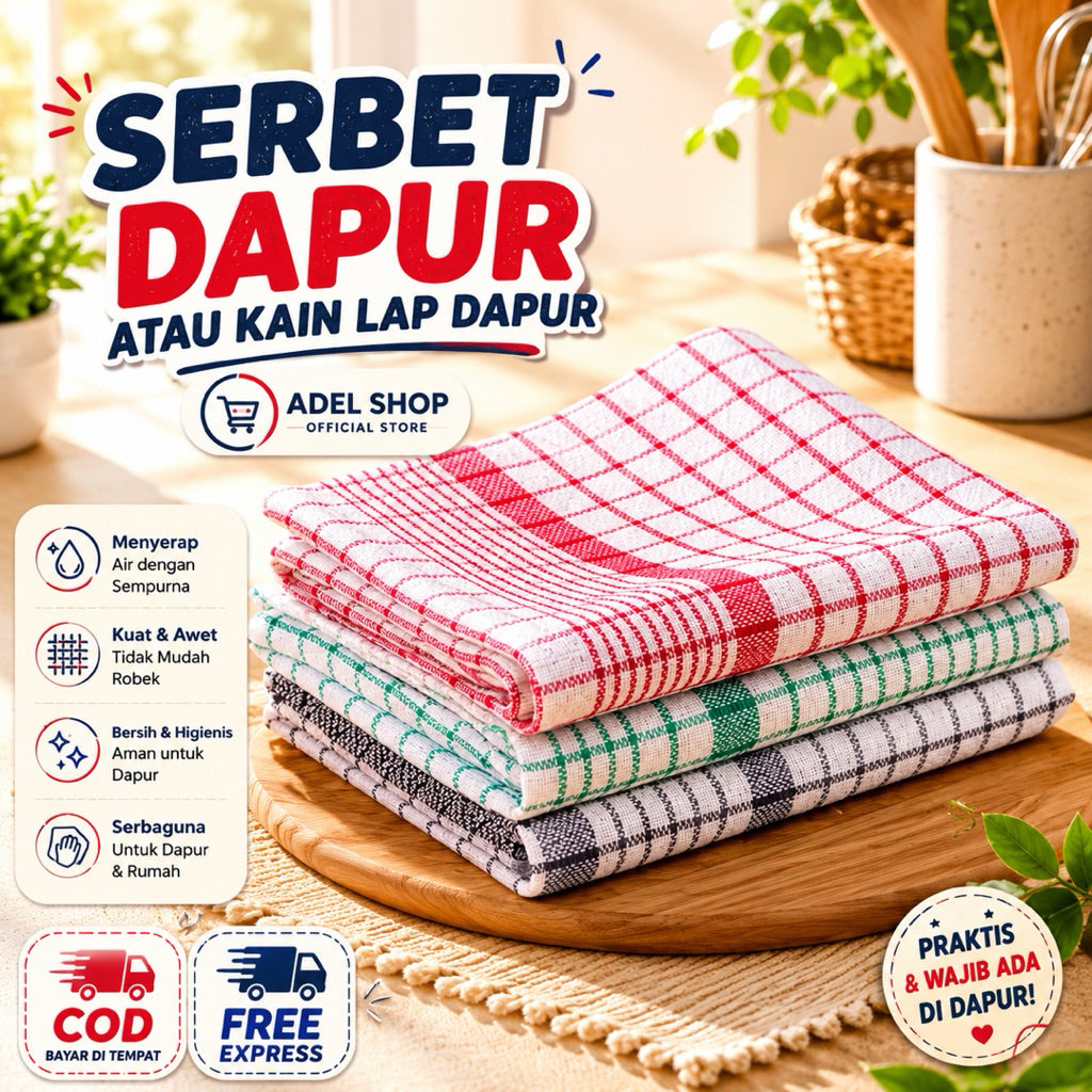Pekanbaru (Satuan) Serbet Dapur Satuan Murah/ Kain Lap Dapur Tangan Murah Harga 1 pcs