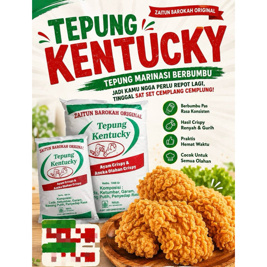 Pekanbaru Tepung kentucky serbaguna ZAITUN BArokah anti gagal, bisa untuk goreng ayam, tempe, udang, cumi
