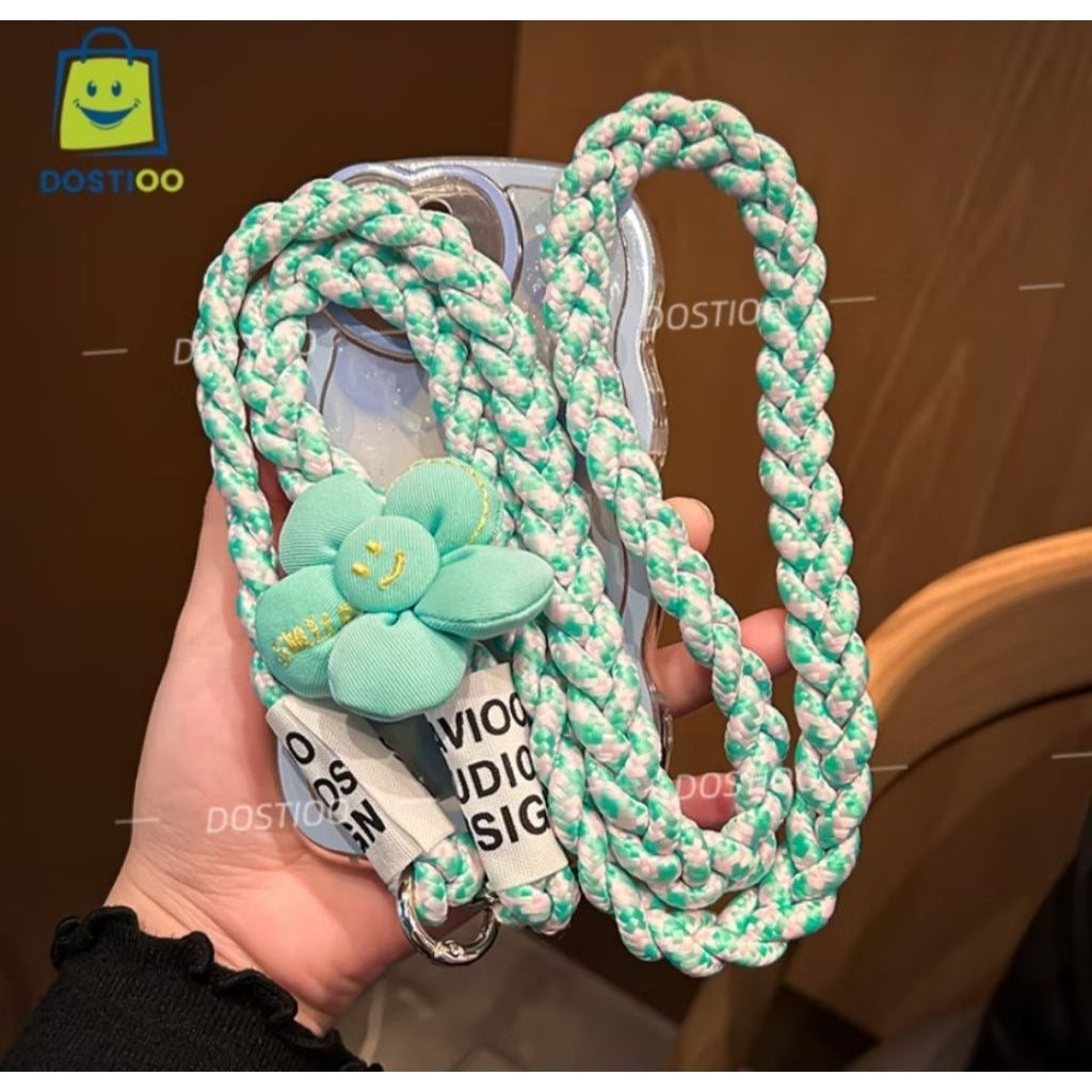 Pekanbaru Gantungan Hp Aesthetic Korean Style Tali Silang Imut Model Bunga Bisa Diatur Panjang