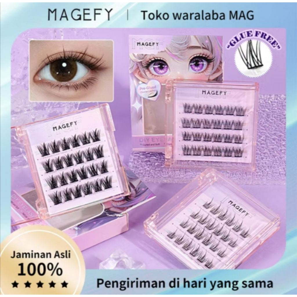 Pekanbaru [Tanpa Lem] Magefy Bulu Mata Palsu Natural Eyelash Extension Tanam Premium