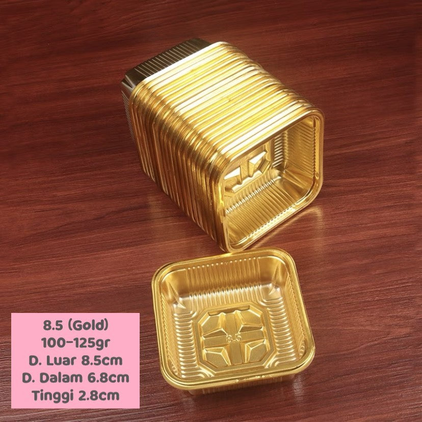 Pekanbaru Mooncake Tray / Alas Kue Bulan Warna Emas Dan Bening Berbagai Ukuran Per Pack