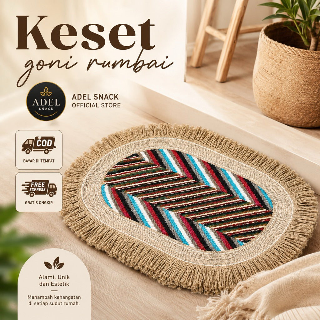 Pekanbaru Keset Kaki Rumbai Goni ukuran 40 x 60 cm / Keset Unik /Keset estetik