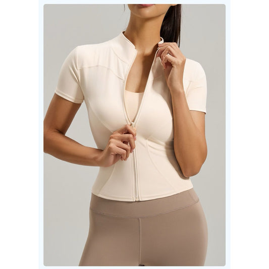 Pekanbaru Lusi Top Sport Wanita Slim Fit Zipper Gym Yoga Compression Baju Olahraga Cewek Premium