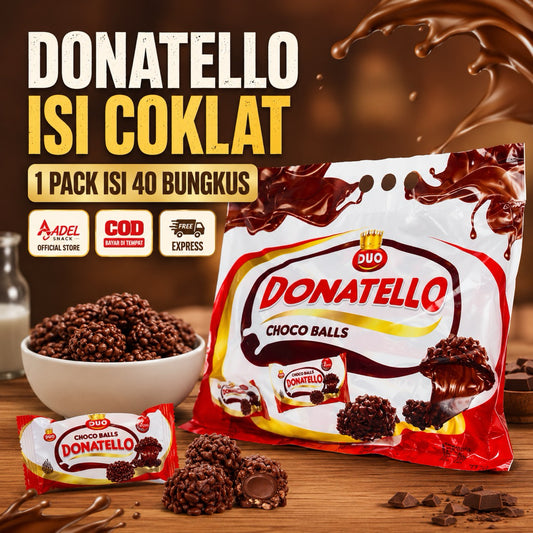Pekanbaru (1 PACK ISI 40 BUNGKUS) DONATELLO BAG CRUNCHY CHOCO BALL ISI 40PCS / COKLAT BALUT OREO/ SNACK ROKA
